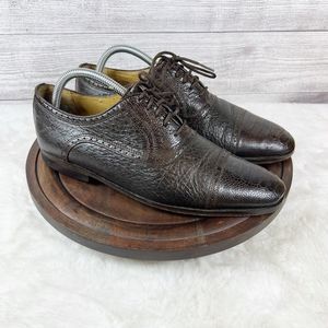 Zelli Mens 400 Ostrich Leg Cap Toe Lace Up Brown Shoes Size 9-10